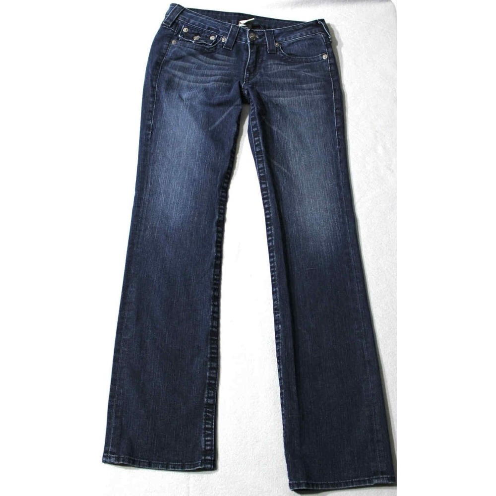 TRUE RELIGION Womens BILLY Bootcut Dark Wash Flap Pocket Size 30 Y2K Vintage USA